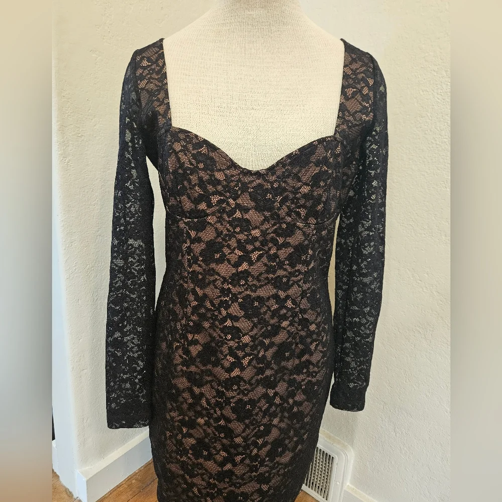 French Connection Womens Lace Above Knee Mini Dress Size L - Picture 3 of 6